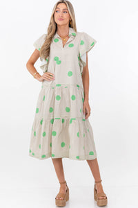 Simply Lovely Green Polka Dot Midi Dress