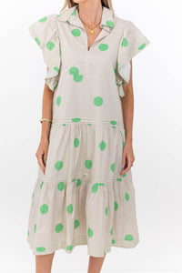 Simply Lovely Green Polka Dot Midi Dress