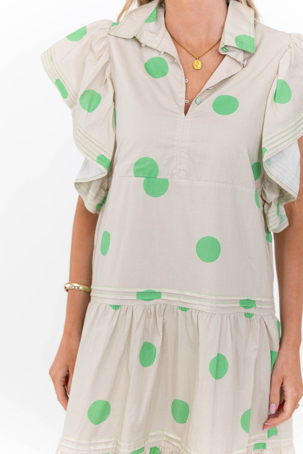 Simply Lovely Green Polka Dot Midi Dress, X-Small - The Mint Julep Boutique