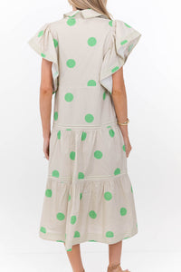 Simply Lovely Green Polka Dot Midi Dress