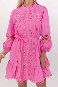 Sweet Gatherings Pink Crochet Dress