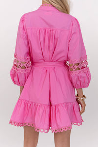 Sweet Gatherings Pink Crochet Dress