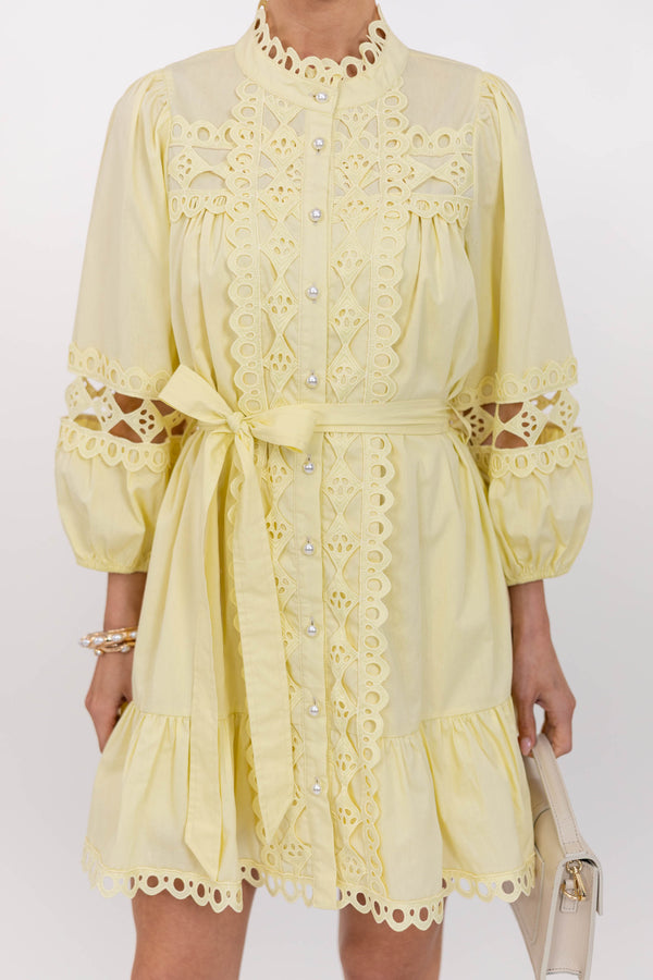 Sweet Gatherings Yellow Crochet Dress
