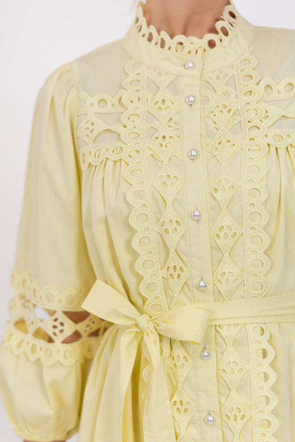 Sweet Gatherings Yellow Crochet Dress