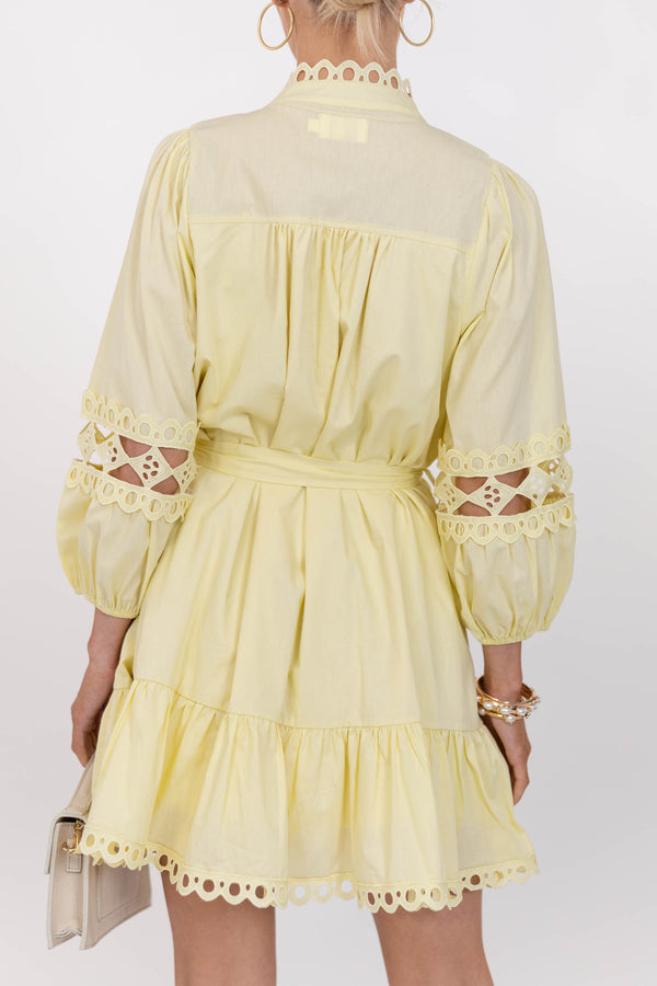 Sweet Gatherings Yellow Crochet Dress