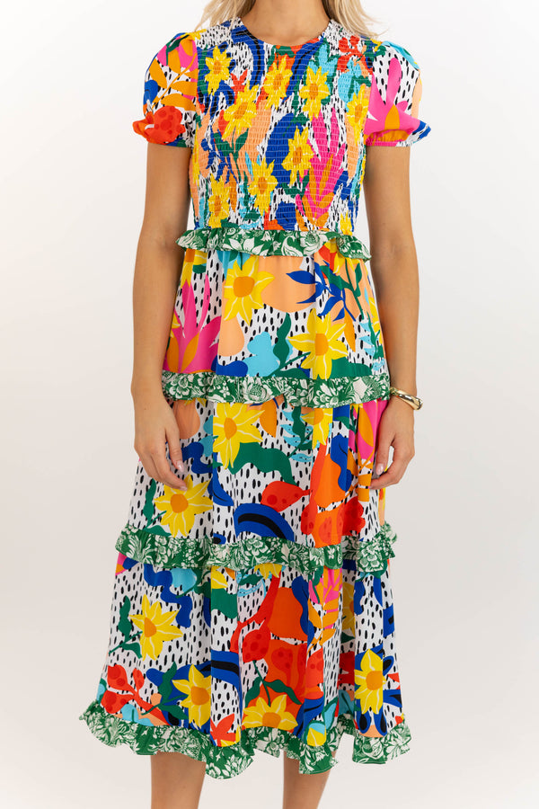 Waiting On You Green Large Floral Midi Dress