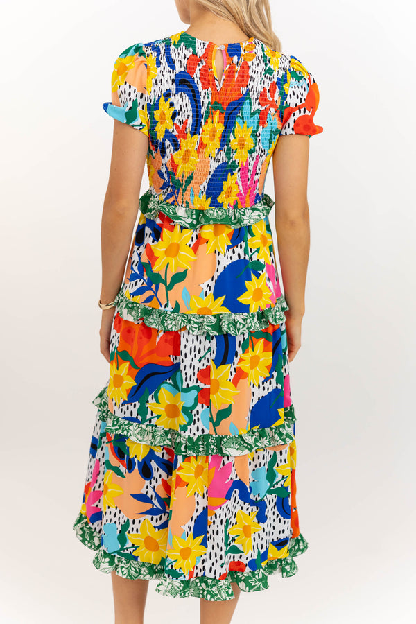 Waiting On You Green Large Floral Midi Dress