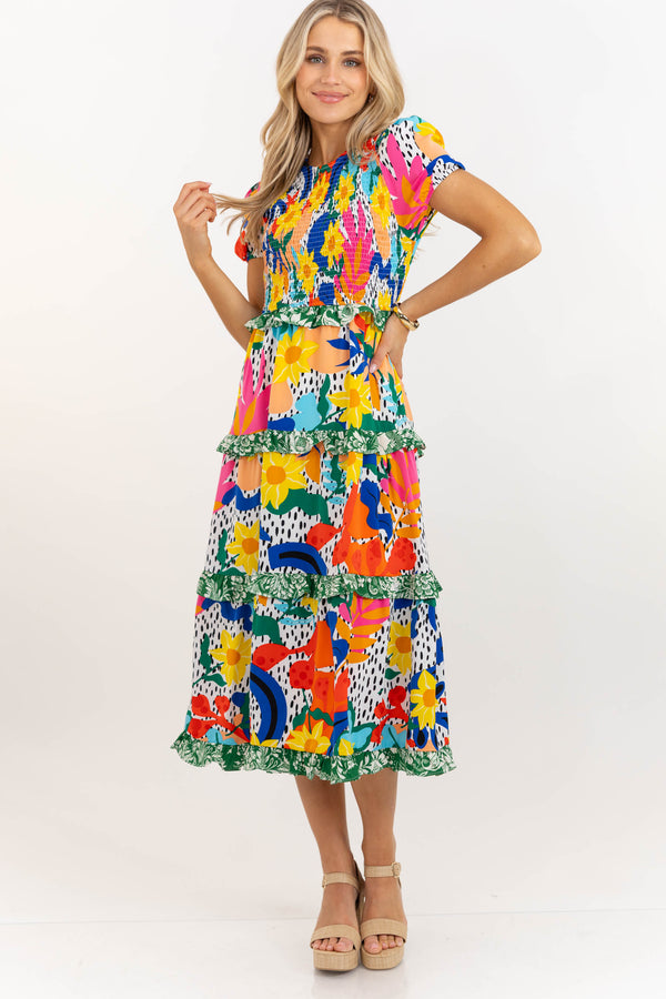 Waiting On You Green Large Floral Midi Dress