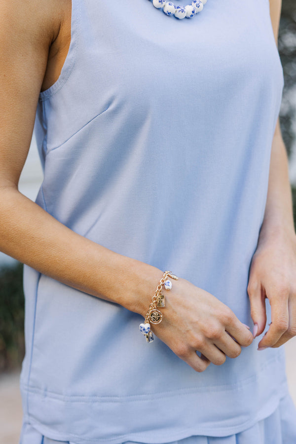 Grace Upon Grace Blue Charm Bracelet