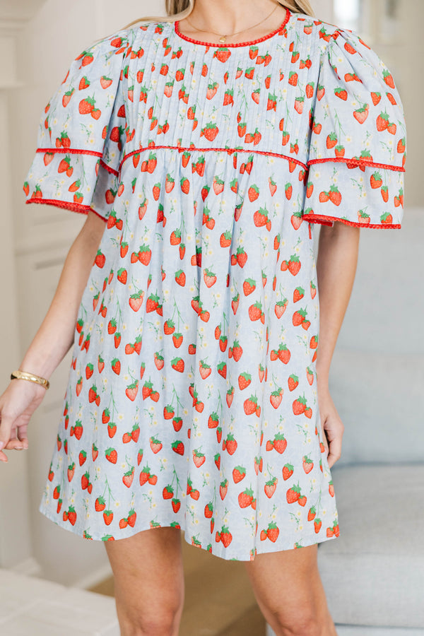 NURSING COLLECTION: Seasonal Nostalgia Light Blue Novelty Babydoll Dress