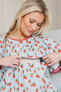 NURSING COLLECTION: Seasonal Nostalgia Light Blue Novelty Babydoll Dress