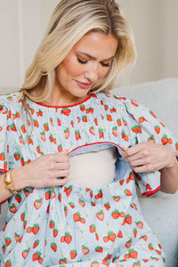 NURSING COLLECTION: Seasonal Nostalgia Light Blue Novelty Babydoll Dress