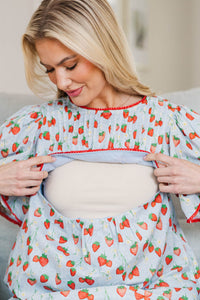 NURSING COLLECTION: Seasonal Nostalgia Light Blue Novelty Babydoll Dress
