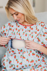 NURSING COLLECTION: Seasonal Nostalgia Light Blue Novelty Babydoll Dress