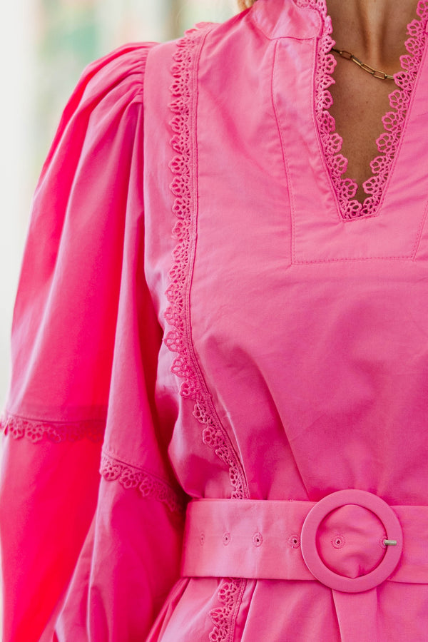 NURSING COLLECTION: All Time Chic Pink Bubble Sleeve Dress