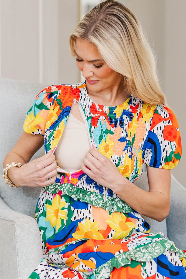 NURSING COLLECTION: Waiting On You Green Large Floral Midi Dress