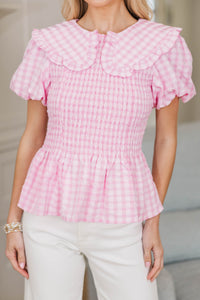 NURSING COLLECTION: Closer Than It Seems Pink Gingham Blouse