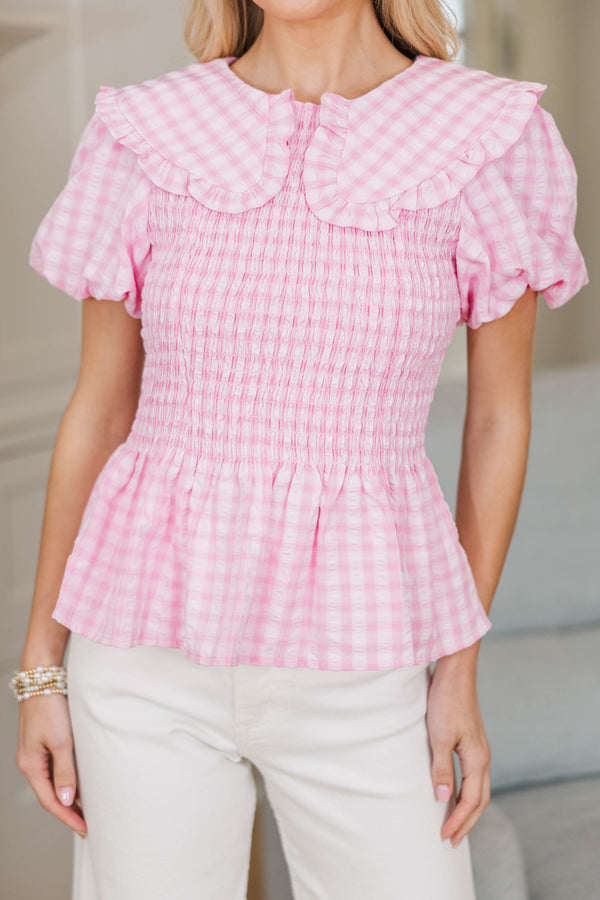 NURSING COLLECTION: Closer Than It Seems Pink Gingham Blouse