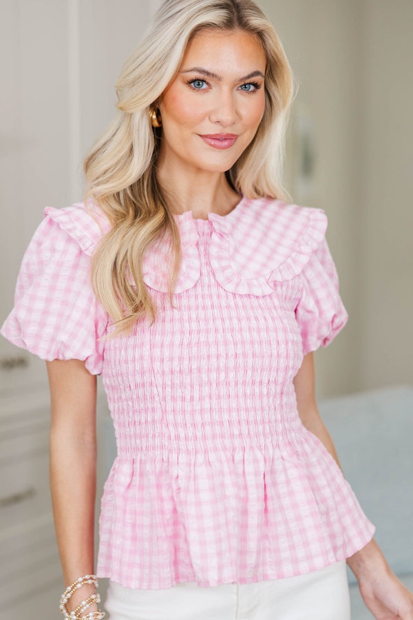 NURSING COLLECTION: Closer Than It Seems Pink Gingham Blouse