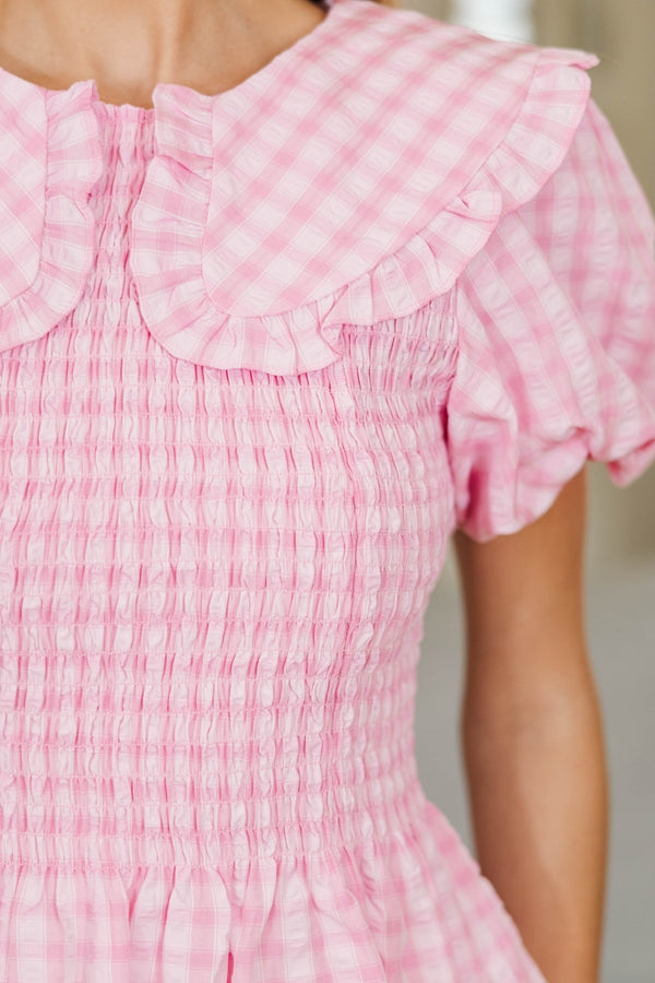NURSING COLLECTION: Closer Than It Seems Pink Gingham Blouse