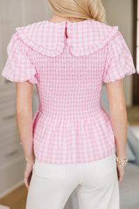 NURSING COLLECTION: Closer Than It Seems Pink Gingham Blouse