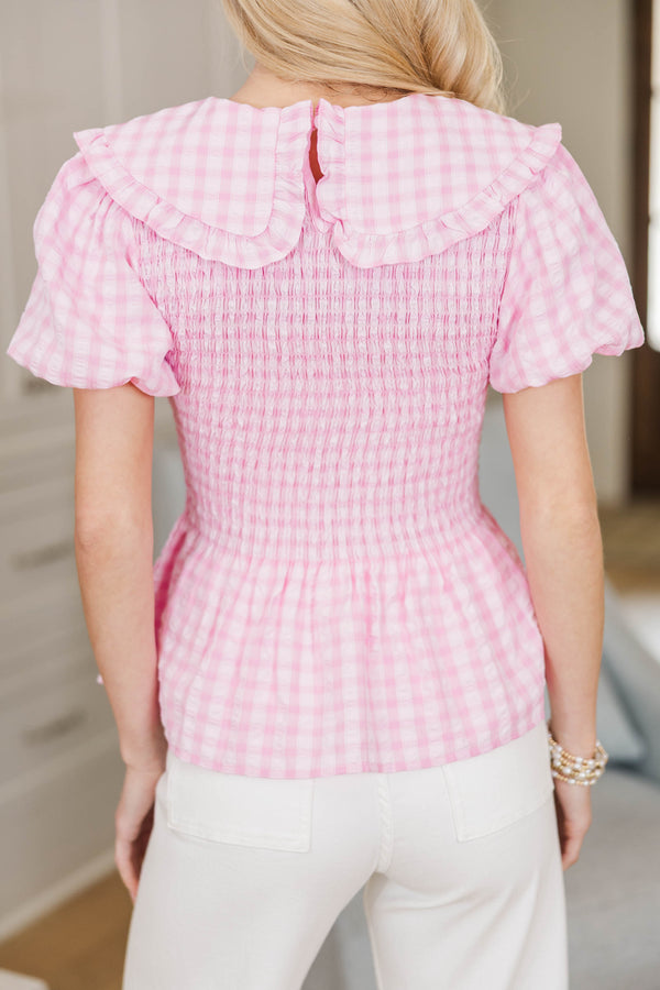 NURSING COLLECTION: Closer Than It Seems Pink Gingham Blouse