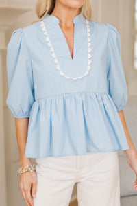 NURSING COLLECTION: Some Things Never Change Light Blue Blouse