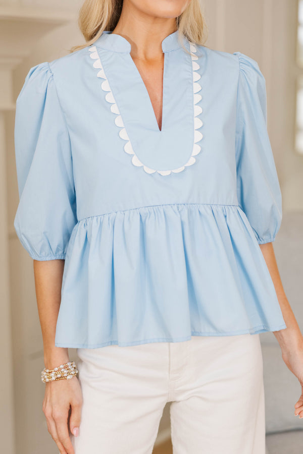 NURSING COLLECTION: Some Things Never Change Light Blue Blouse