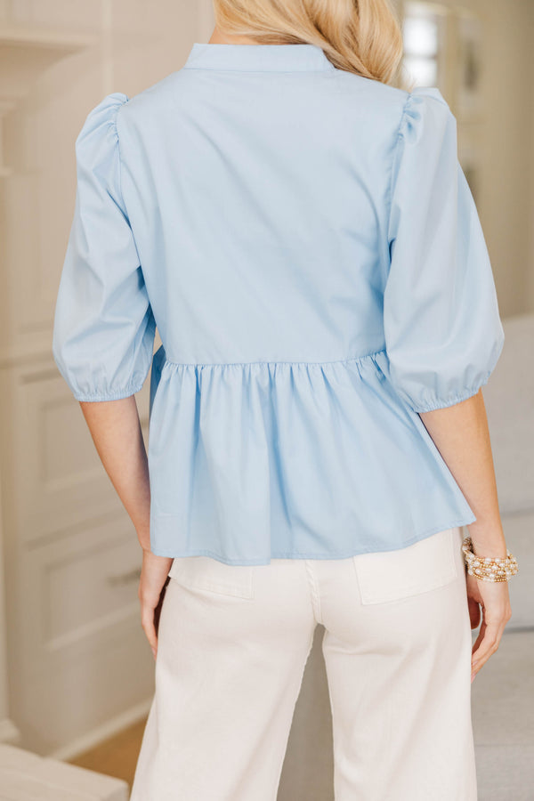NURSING COLLECTION: Some Things Never Change Light Blue Blouse