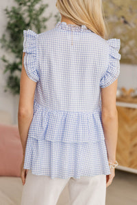 NURSING COLLECTION: Happening Now Light Blue Gingham Blouse