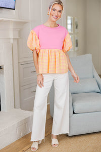 NURSING COLLECTION: More Than A Feeling Pink Gingham Blouse