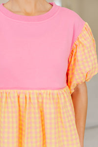 NURSING COLLECTION: More Than A Feeling Pink Gingham Blouse
