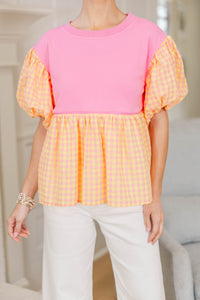 NURSING COLLECTION: More Than A Feeling Pink Gingham Blouse