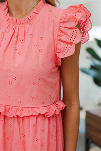 NURSING COLLECTION: Check You Out Pink Eyelet Midi Dress
