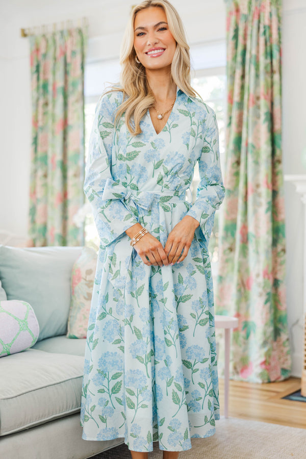 NURSING COLLECTION: About Time Light Blue Floral Midi Dress – Shop the Mint