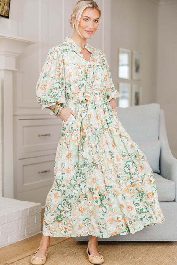 NURSING COLLECTION: All The Fun Mint Green Floral Midi Dress