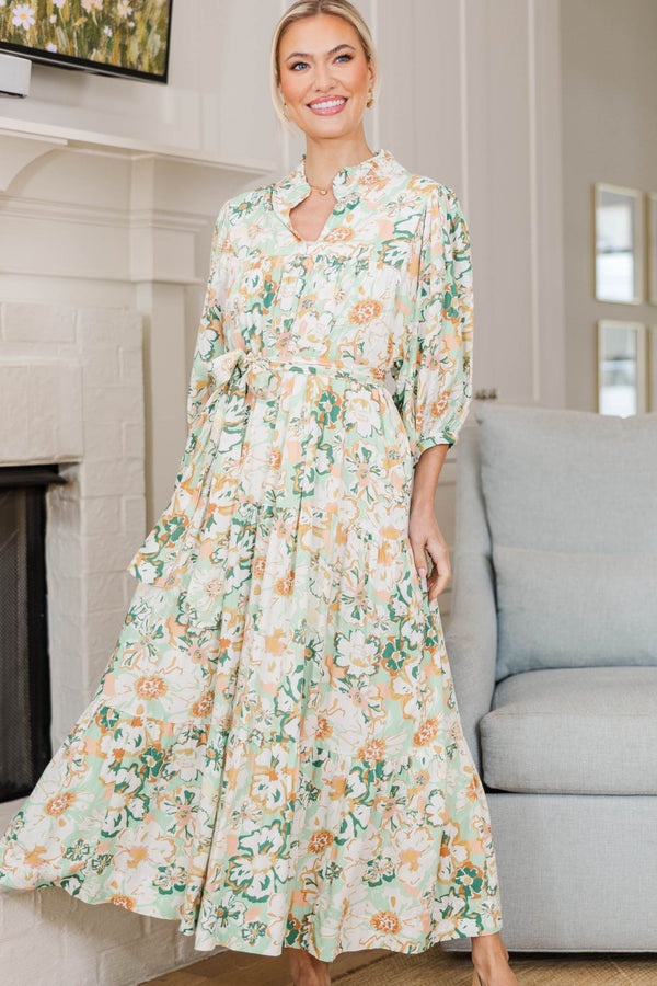 floral mint green dress Mint Green Floral Tiered Maxi Dress - Floral Dresses