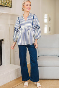 NURSING COLLECTION: Cheerful Charm Navy Striped Blouse