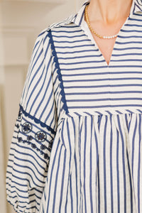 NURSING COLLECTION: Cheerful Charm Navy Striped Blouse