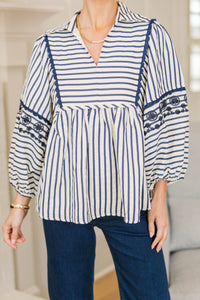 NURSING COLLECTION: Cheerful Charm Navy Striped Blouse