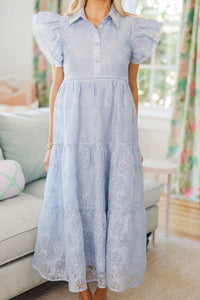 NURSING COLLECTION: More Good Days Light Blue Textured Midi Dress