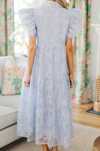 NURSING COLLECTION: More Good Days Light Blue Textured Midi Dress