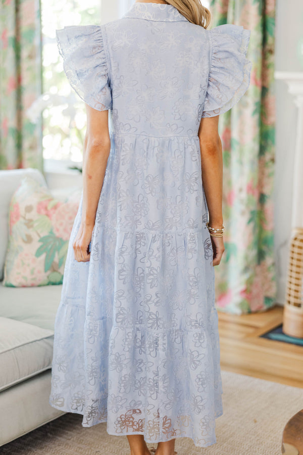 NURSING COLLECTION: More Good Days Light Blue Textured Midi Dress