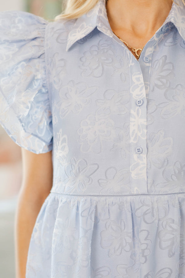 NURSING COLLECTION: More Good Days Light Blue Textured Midi Dress