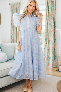 NURSING COLLECTION: More Good Days Light Blue Textured Midi Dress