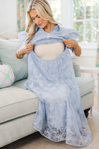 NURSING COLLECTION: More Good Days Light Blue Textured Midi Dress