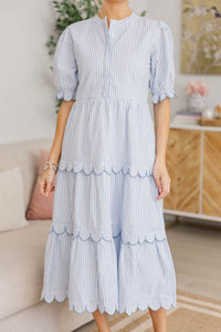 NURSING COLLECTION: Perfectly Paired Light Blue Striped Midi Dress