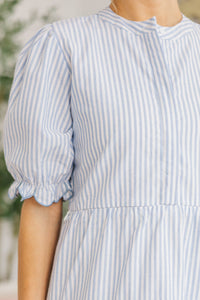 NURSING COLLECTION: Perfectly Paired Light Blue Striped Midi Dress