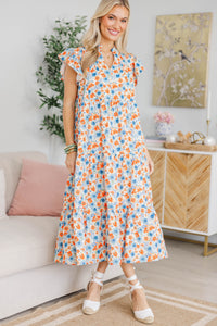 NURSING COLLECTION: Real Love Blue/Orange Floral Midi Dress