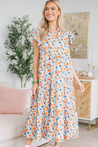 NURSING COLLECTION: Real Love Blue/Orange Floral Midi Dress